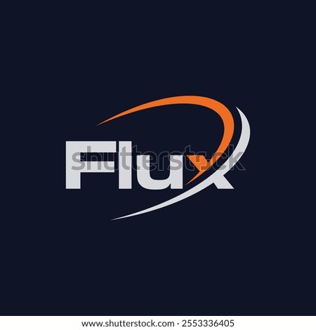 flux logo design wordmark, graphic vector swoosh