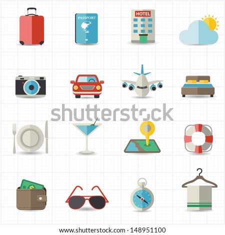 Travel and hotel holiday icons