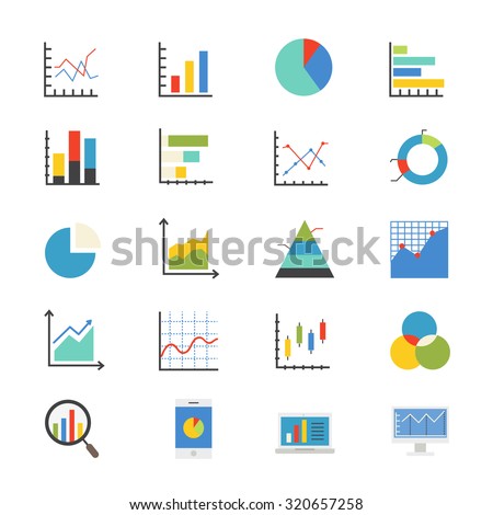 Business Chart and Graph Flat Icons color