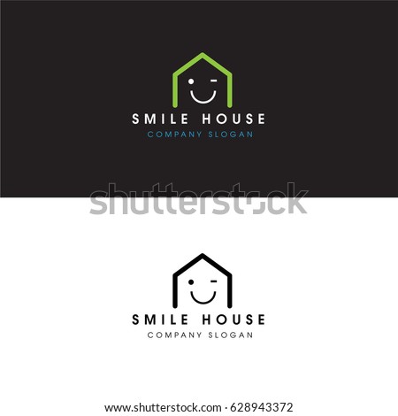 Smile House Logo Real Estate Design Elements and Home Icon
