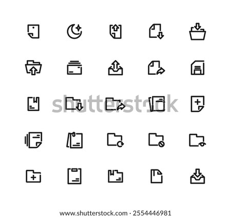 25 Document File Collection Of Icons. Editable Stroke