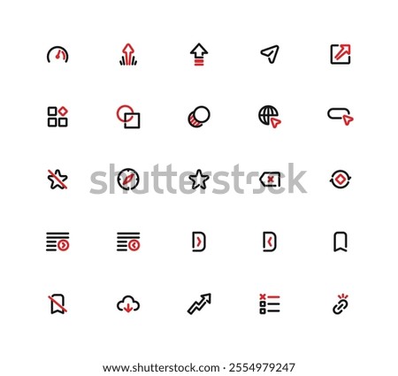 A Collection Of User Interface Icon. The Icons Include A Star, Cloud, Globe, Cross, Check Mark, Down Arrow, Right Arrow, Left Arrow, Plus Sign, Minus Sign, Dual Tone.