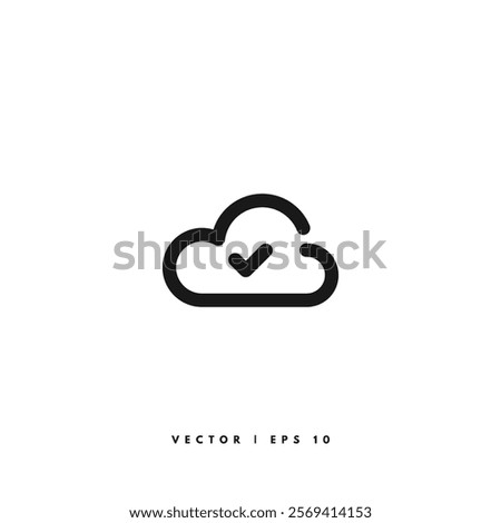 Cloud Checkmark Icon. Editable Stroke