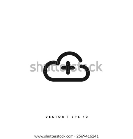 Cloud Add Icon. Editable Stroke