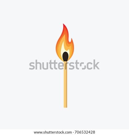 Burning Match Stick Illustration. Match With Fire