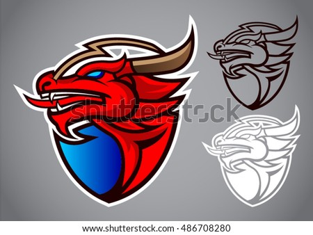 Shield Red Dragon Emblem Logo Vector Illustration Design Idea Creative ...