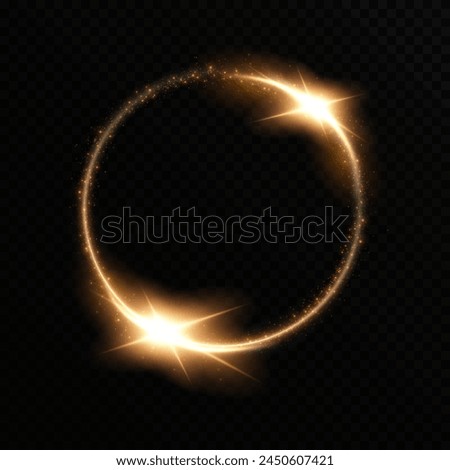 Month made of gold particles.shining sparkles.Frame.Vector image of a golden sparkling circle of stardust.	