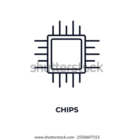 chips outline icon. Linear vector from computer concept. Thin line chips icon isolated on white background