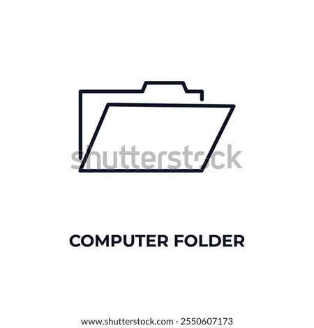 computer folder outline icon. Linear vector from computer concept. Thin line computer folder icon isolated on white background