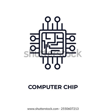 computer chip outline icon. Linear vector from computer concept. Thin line computer chip icon isolated on white background