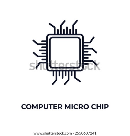 computer micro chip outline icon. Linear vector from computer concept. Thin line computer micro chip icon isolated on white background