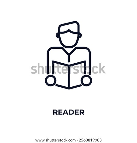 reader outline icon. Linear vector from business concept. Thin line reader icon isolated on white background