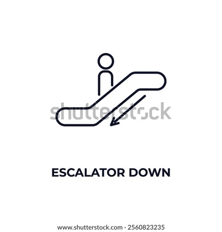 escalator down outline icon. Linear vector from hotel concept. Thin line escalator down icon isolated on white background