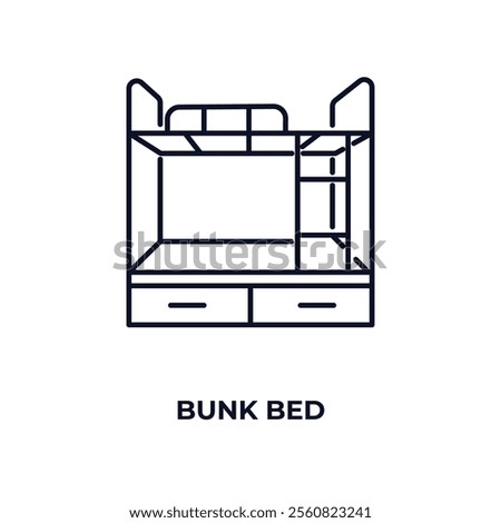 bunk bed outline icon. Linear vector from hotel concept. Thin line bunk bed icon isolated on white background