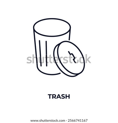 trash outline icon. Linear vector from kitchen concept. Thin line trash icon isolated on white background