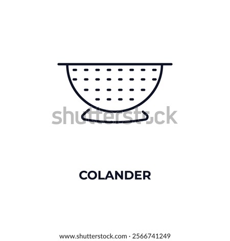 colander outline icon. Linear vector from kitchen concept. Thin line colander icon isolated on white background