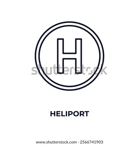 heliport outline icon. Linear vector from medical concept. Thin line heliport icon isolated on white background