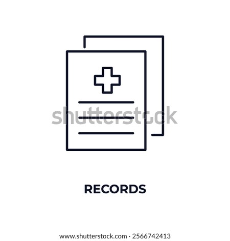 records outline icon. Linear vector from health and medical concept. Thin line records icon isolated on white background