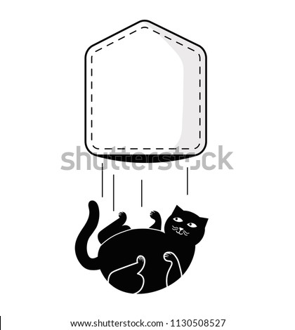 Pocket fat cat for t-shirt design. Falling cat out of pocket. Vector illustration.
