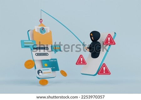 3d illustration of Data phishing concept, Hacker and Cyber criminals phishing stealing private personal data, password, email and credit card. Online scam, malware and password phishing. Foto stock © 