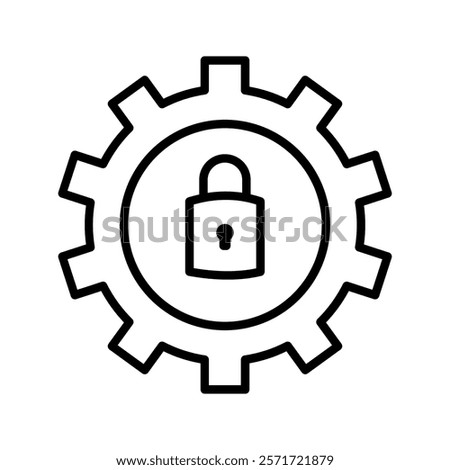 Lock and gear vector icon. filled flat sign for mobile concept and web design. Cyber security setting glyph icon. Symbol, logo illustration. Vector graphics
