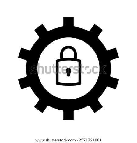 Lock and gear vector icon. filled flat sign for mobile concept and web design. Cyber security setting glyph icon. Symbol, logo illustration. Vector graphics
