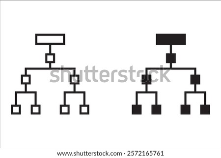 Sitemap thin line black icon set, Org Hierarchy, organization chart icon, Project team. Project management, Team structure, Black solid icon for Dom diagram
