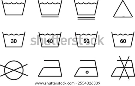 Garments washing symbols vector on white background