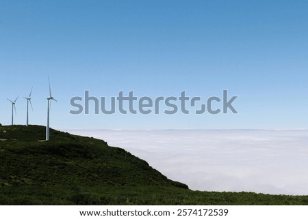 Similar – Image, Stock Photo Wind turbines with fluffy clouds