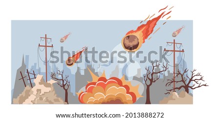 Similar – Image, Stock Photo destroyed and burned houses in the city Russia Ukraine war