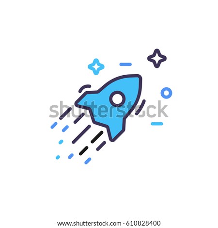 Vector Images Illustrations And Cliparts Colored Rocket Ship And Stars Icon In Flat Design Simple Spaceship Icon Isolated On White Background Vector Illustration Hqvectors Com