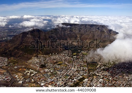 Table Mountain in Cape Town with Table cloth