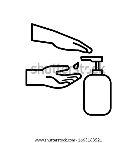 Hand press sanitizer alcohol gel bottle to cleaning disinfection and washing flat icon  vector background