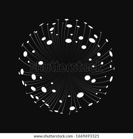 Futuristic globe dispersed dot line elements abstract vector background
