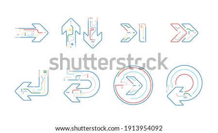 Digital tech flat arrows icon collection set vector background