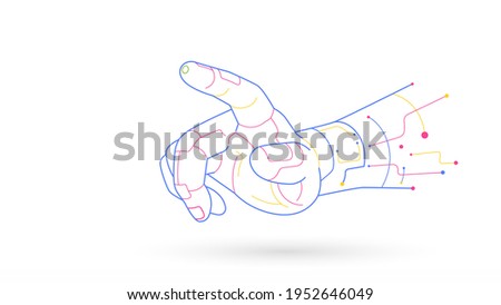 Robot finger hands touching presses virtual technological connection concept illustration background