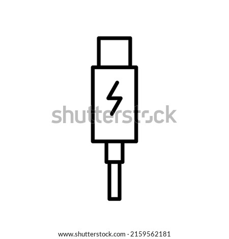 USB C port silhouetted line minimal icon sign background