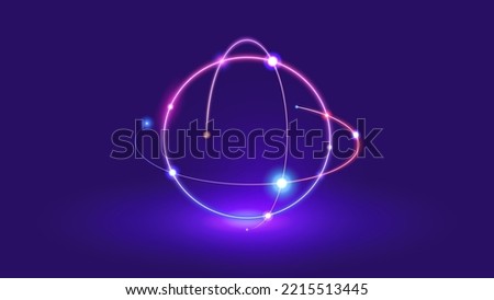 Global tech connection science circular neon light effect vector background