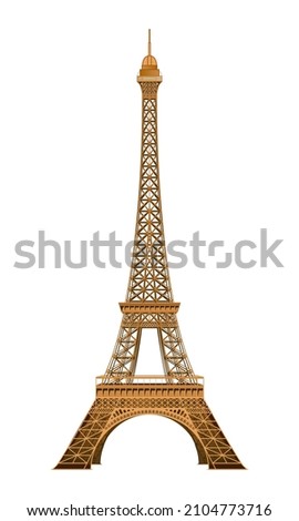 Paris symbols with the famous eiffel tower drawing in colorful detailed vector