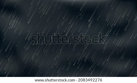 Realistic hailstorm vector overlay isolated, illustration of cloudburst with hail and wind an extreme weather template or background, frozen rain, sleet, falling hailstone or other solid precipitation
