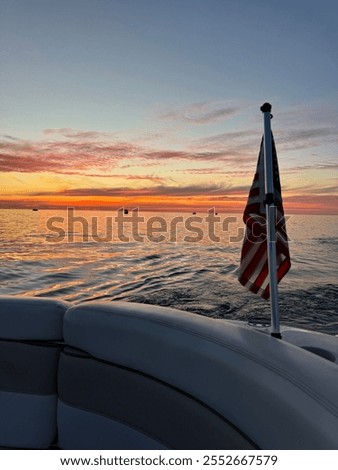 Similar – Image, Stock Photo Scenic sunset over waving sea