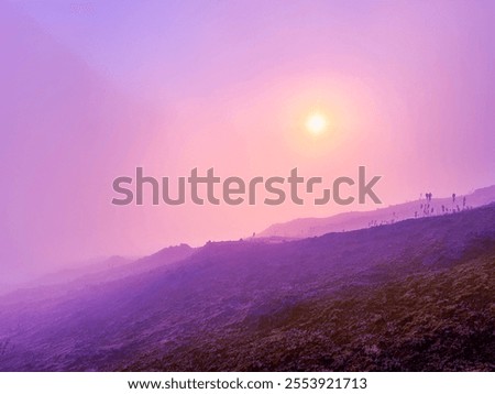 Similar – Image, Stock Photo Night sky over erupting volcano in Spain