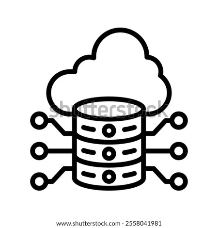 Cloud Database Vector Lineal Icon on white background.