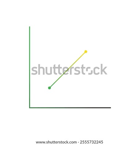 graph of increase with a ratio of 1:1. linear graph with a gradient of 1. icon of a graph of the increase in the price of goods or services.