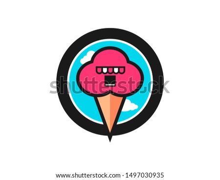 Ice cream house logo vector. ice cream house design concept. ice cream house line art logo