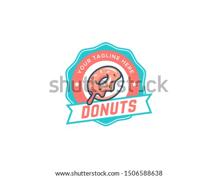 Donuts logo design. Vintage logo vector. Retro logo badge