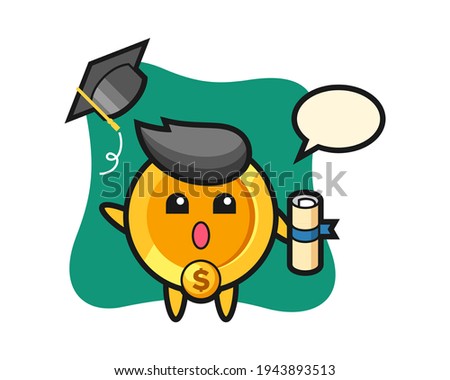 Illustration of dollar coin cartoon throwing the hat at graduation