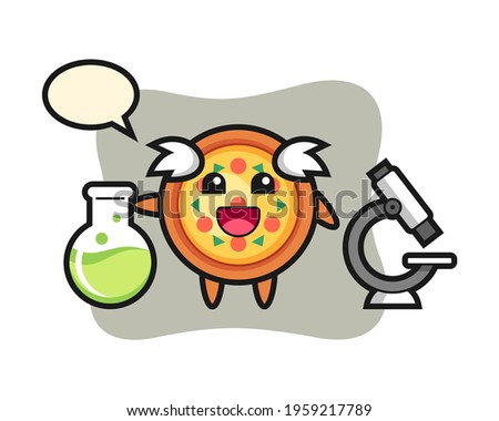 Mascot character of pizza as a scientist, cute style design for t shirt, sticker, logo element