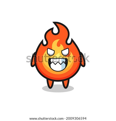 evil expression of the fire cute mascot character , cute style design for t shirt, sticker, logo element