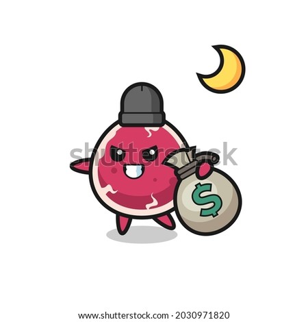 Illustration of beef cartoon is stolen the money , cute style design for t shirt, sticker, logo element